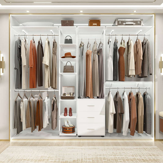 96'' Walk-in Closet Organizer with Drawers and Shelves
