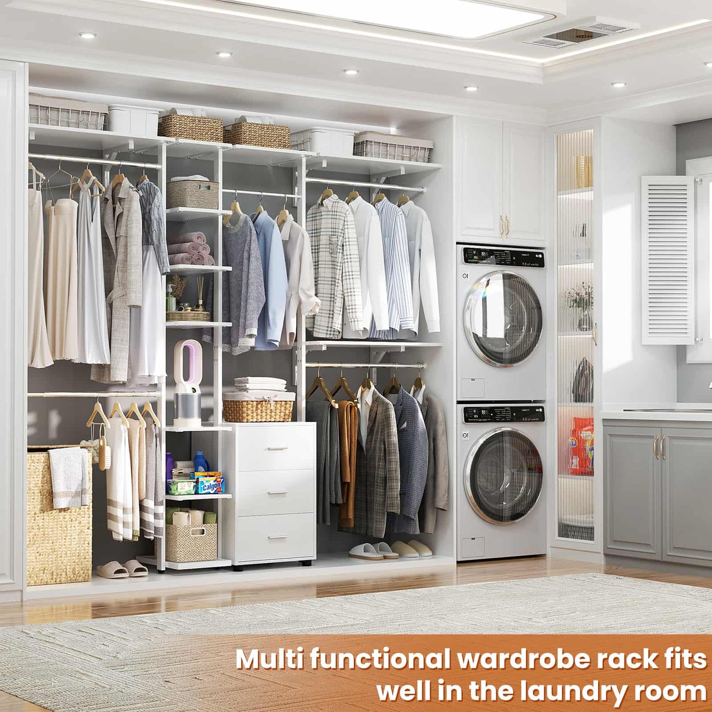 96'' Walk-in Closet Organizer with Drawers and Shelves