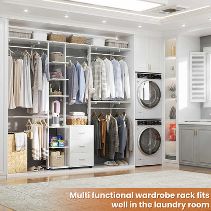96'' Walk-in Closet Organizer with Drawers and Shelves