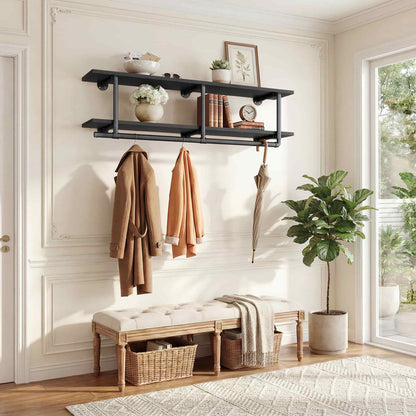 47.2'' Wall Mounted Industrial Pipe Clothes Rack with Top Shelf