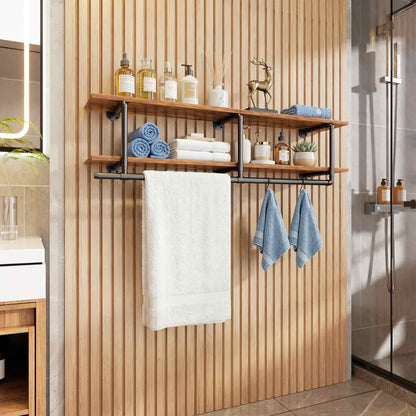 47.2'' Wall Mounted Industrial Pipe Clothes Rack with Top Shelf