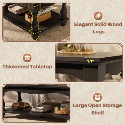 Coffee Table, 2-Tier Farmhouse Coffee Table with Storage for Living Room