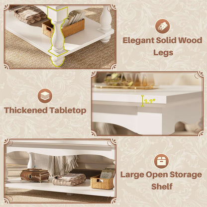 Coffee Table, 2-Tier Farmhouse Coffee Table with Storage for Living Room