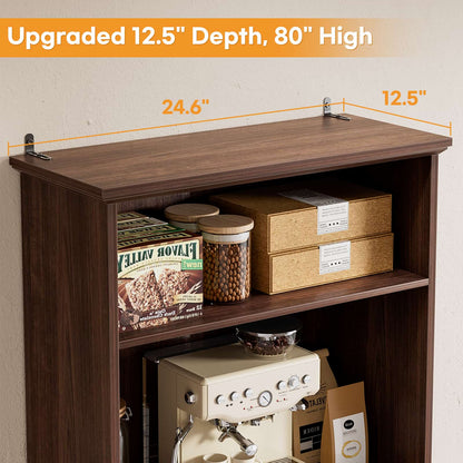 80'' Tall Bookcase 2-Piece Set, Floor Stand Bookcase with Drawer, Cabinet, and 3-Tier Shelves