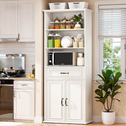 80'' Tall Bookcase with Drawer and Cabinet, Floor Standing Bookcase with 3-Tier Shelves