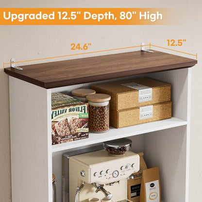 80'' Tall Bookcase 2-Piece Set, Floor Stand Bookcase with Drawer, Cabinet, and 3-Tier Shelves