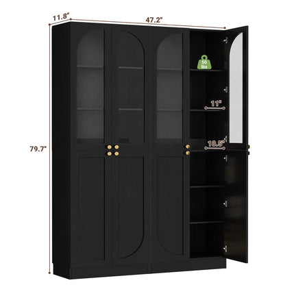 47.2'' Wide 6-Tier Arched Bathroom Cabinet with Doors and Adjustable Shelves, Set of 2