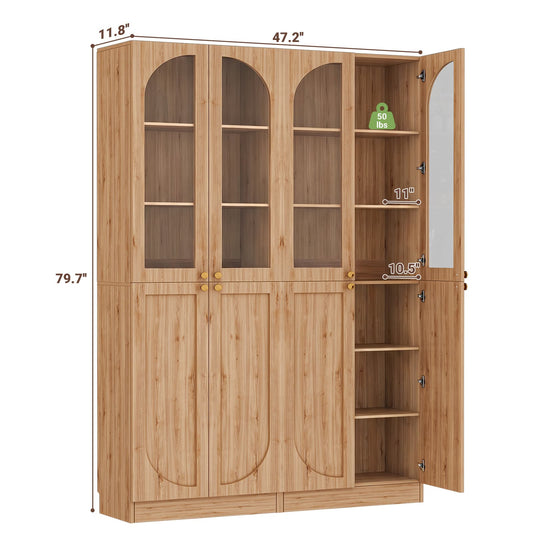 47.2'' Wide 6-Tier Arched Bathroom Cabinet with Doors and Adjustable Shelves, Set of 2