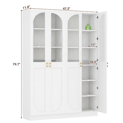 47.2'' Wide 6-Tier Arched Bathroom Cabinet with Doors and Adjustable Shelves, Set of 2
