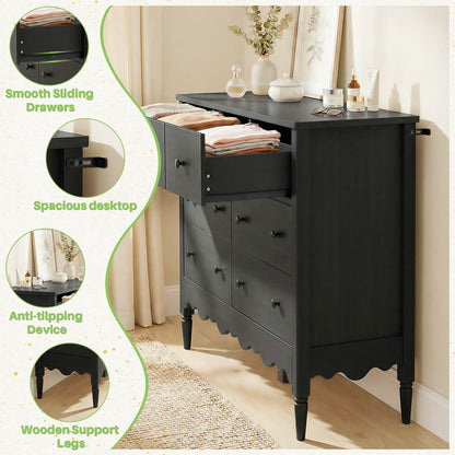 7 Drawer Dresser, Modern Wooden Chest of Drawers for Closet, Bedroom