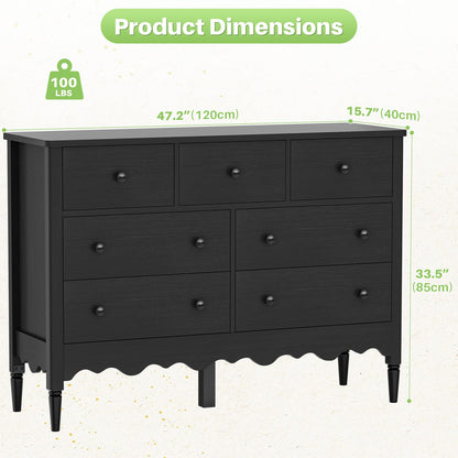 7 Drawer Dresser, Modern Wooden Chest of Drawers for Closet, Bedroom