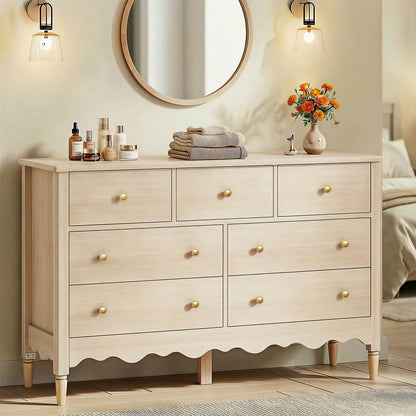 7 Drawer Dresser, Modern Wooden Chest of Drawers for Closet, Bedroom