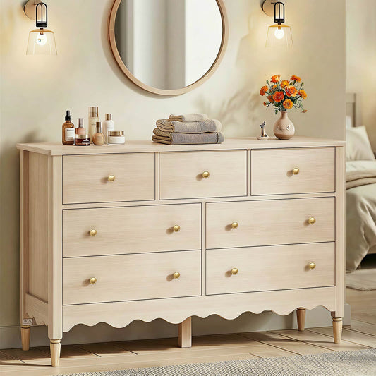 7 Drawer Dresser, Modern Wooden Chest of Drawers for Closet, Bedroom