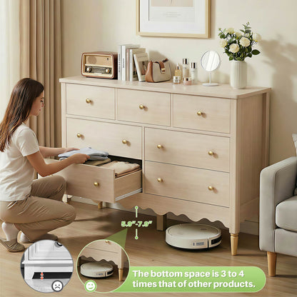 7 Drawer Dresser, Modern Wooden Chest of Drawers for Closet, Bedroom