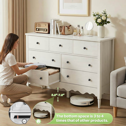 7 Drawer Dresser, Modern Wooden Chest of Drawers for Closet, Bedroom