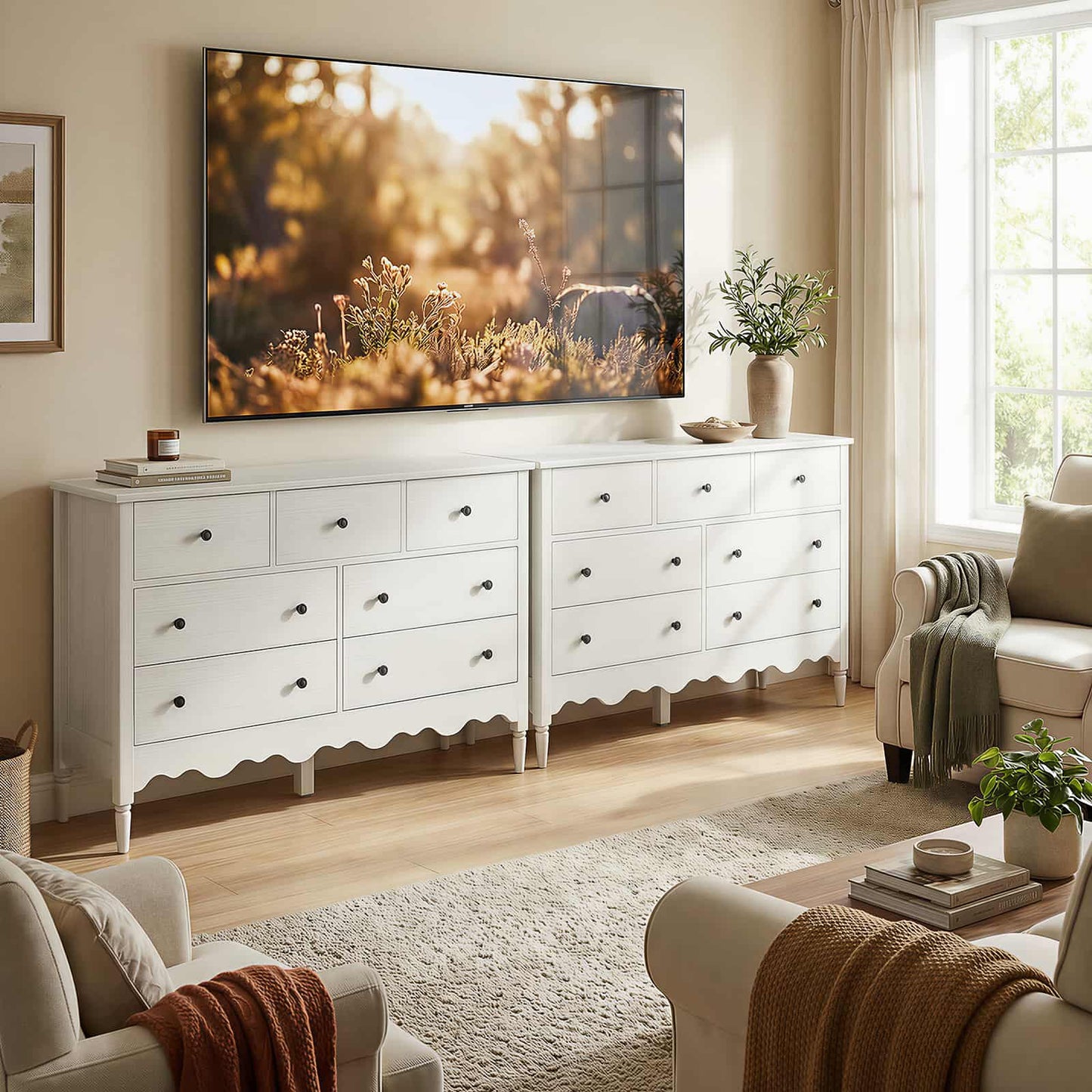 7 Drawer Dresser, Modern Wooden Chest of Drawers for Closet, Bedroom