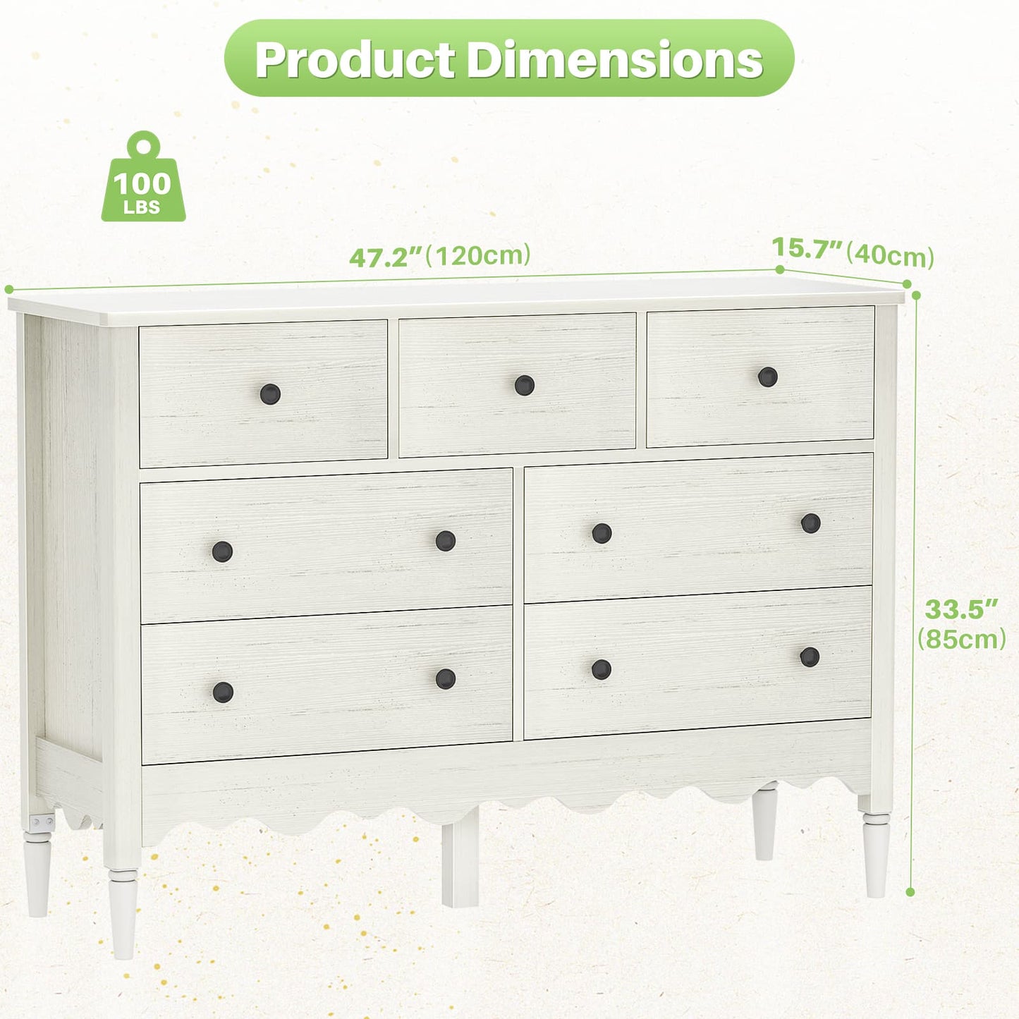 7 Drawer Dresser, Modern Wooden Chest of Drawers for Closet, Bedroom