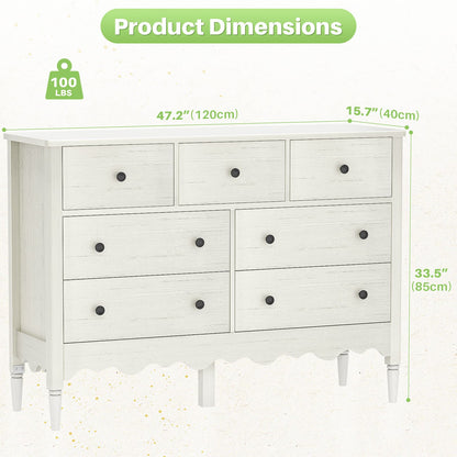 7 Drawer Dresser, Modern Wooden Chest of Drawers for Closet, Bedroom