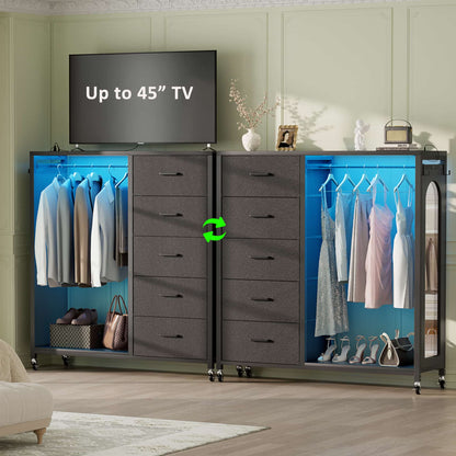 5-Drawer Dresser for Bedroom with Charging Station & Mirror