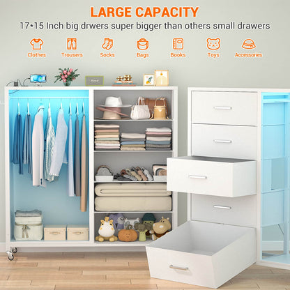 5-Drawer Dresser for Bedroom with Charging Station & Mirror
