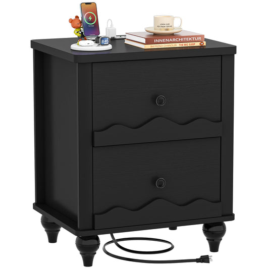2 Drawer Nightstand with Power Outlet