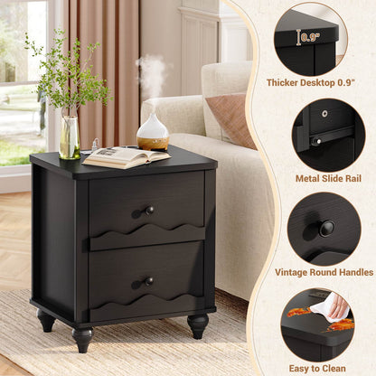 2 Drawer Nightstand with Power Outlet