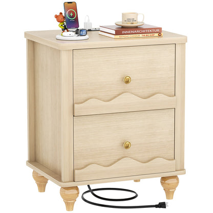 2 Drawer Nightstand with Power Outlet