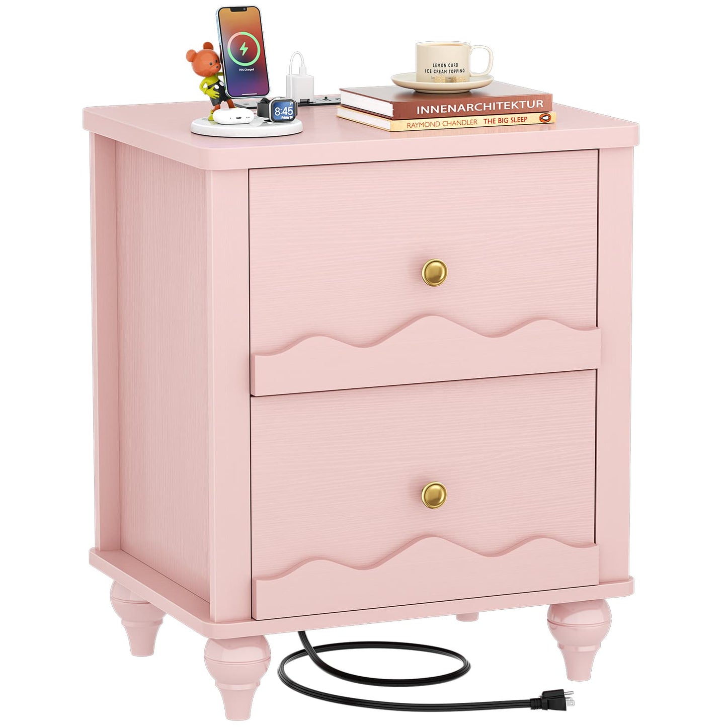 2 Drawer Nightstand with Power Outlet