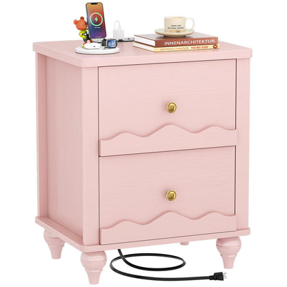 2 Drawer Nightstand with Power Outlet