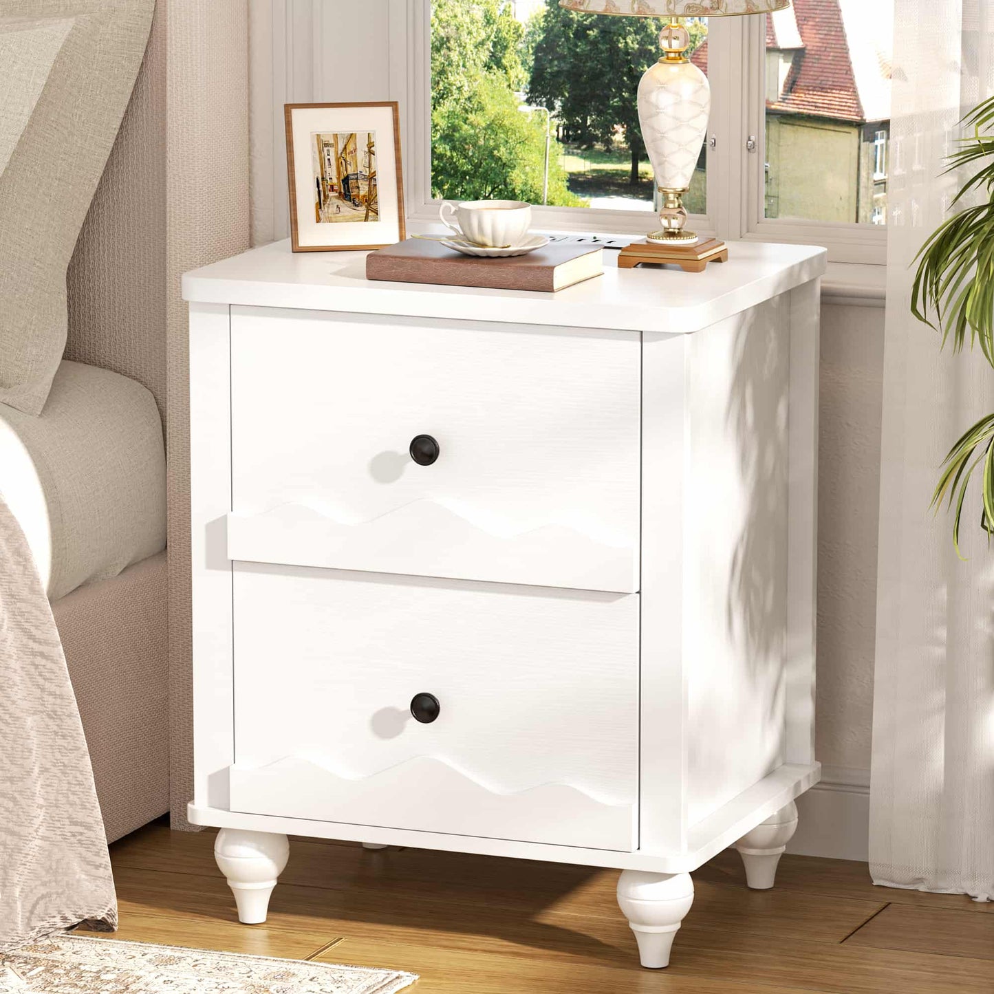 2 Drawer Nightstand with Power Outlet