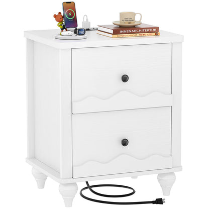 2 Drawer Nightstand with Power Outlet