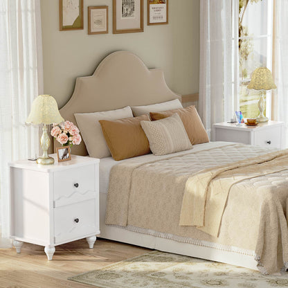 Nightstands Set of 2, Modern Nightstand with Power Outlet and 2 Wave Pattern Drawers