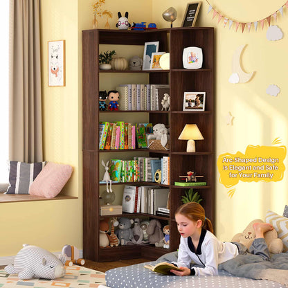 6-Tier Corner Bookshelf, 79'' Tall Modern L Shaped Bookcase with 13 Open Storage Shelves