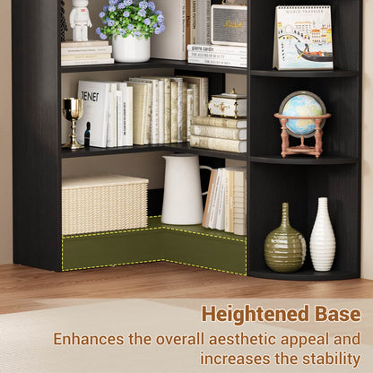 6-Tier Corner Bookshelf, 79'' Tall Modern L Shaped Bookcase with 13 Open Storage Shelves