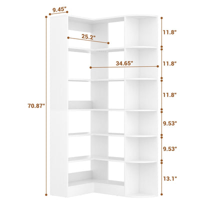 6-Tier Corner Bookshelf, 79'' Tall Modern L Shaped Bookcase with 13 Open Storage Shelves