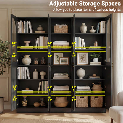80'' H Farmhouse Pantry Cabinet 3 Piece with Arched Doors and Adjustable Shelves