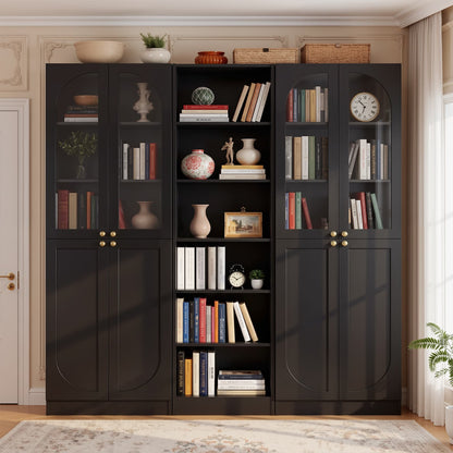 80'' H Farmhouse Pantry Cabinet 3 Piece with Arched Doors and Adjustable Shelves