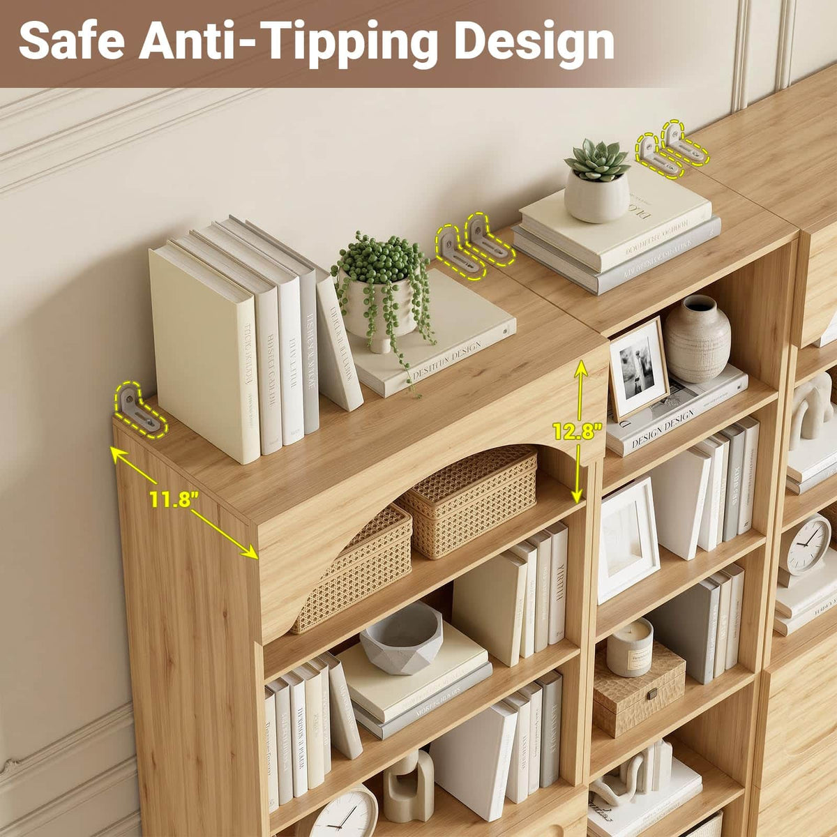80" Tall Modular Storage System: 2 x 3-Drawer Cabinets + Open Shelving Unit,Freestanding Kitchen Pantry with 12-Tier Shelves, for Living Room, Dining Room, Office