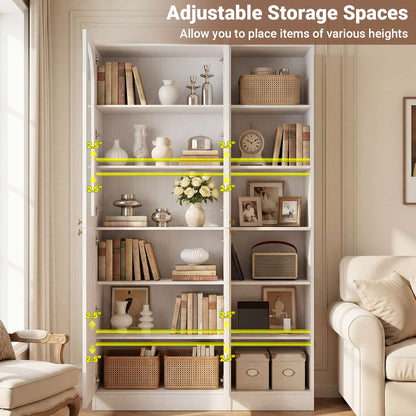 80'' Tall Farmhouse Pantry Cabinet with Arched Doors and Adjustable Shelves, Set of 2