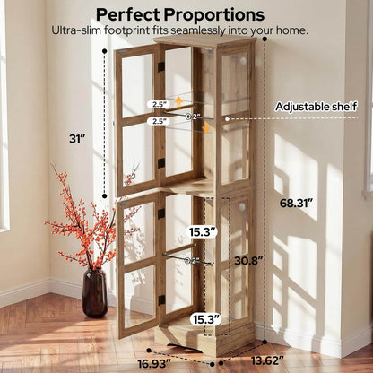 2-Pack Homieasy LED Bookcase with Glass Doors, Tall Display Bookshelf with RGB Lighting, Small Glass Door Cabinet