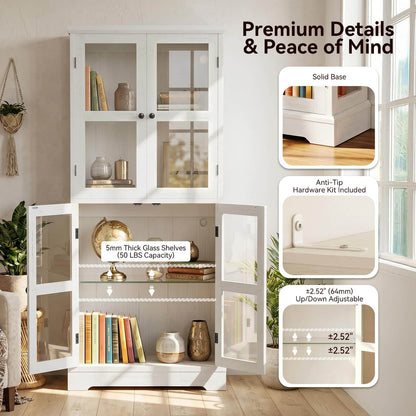3-Pack Homieasy 68" LED Glass Door Bookcase Bundle, Large LED Display Storage Cabinet Set of 3, Freestanding Tempered Glass Bookshelf