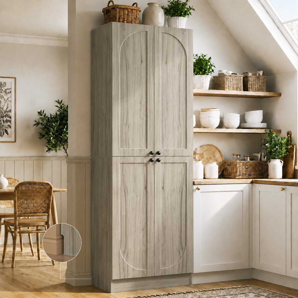 80" Kitchen Pantry with 4 Soft Close Doors