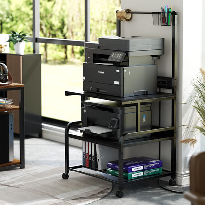 3-Tier 3D Printer Stand with Power Outlet, Rolling Printer Stand with Filament Storage