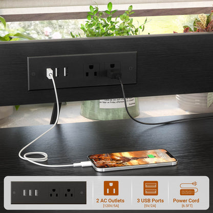 3-Tier 3D Printer Stand with Power Outlet, Rolling Printer Stand with Filament Storage