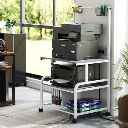 3-Tier 3D Printer Stand with Power Outlet, Rolling Printer Stand with Filament Storage