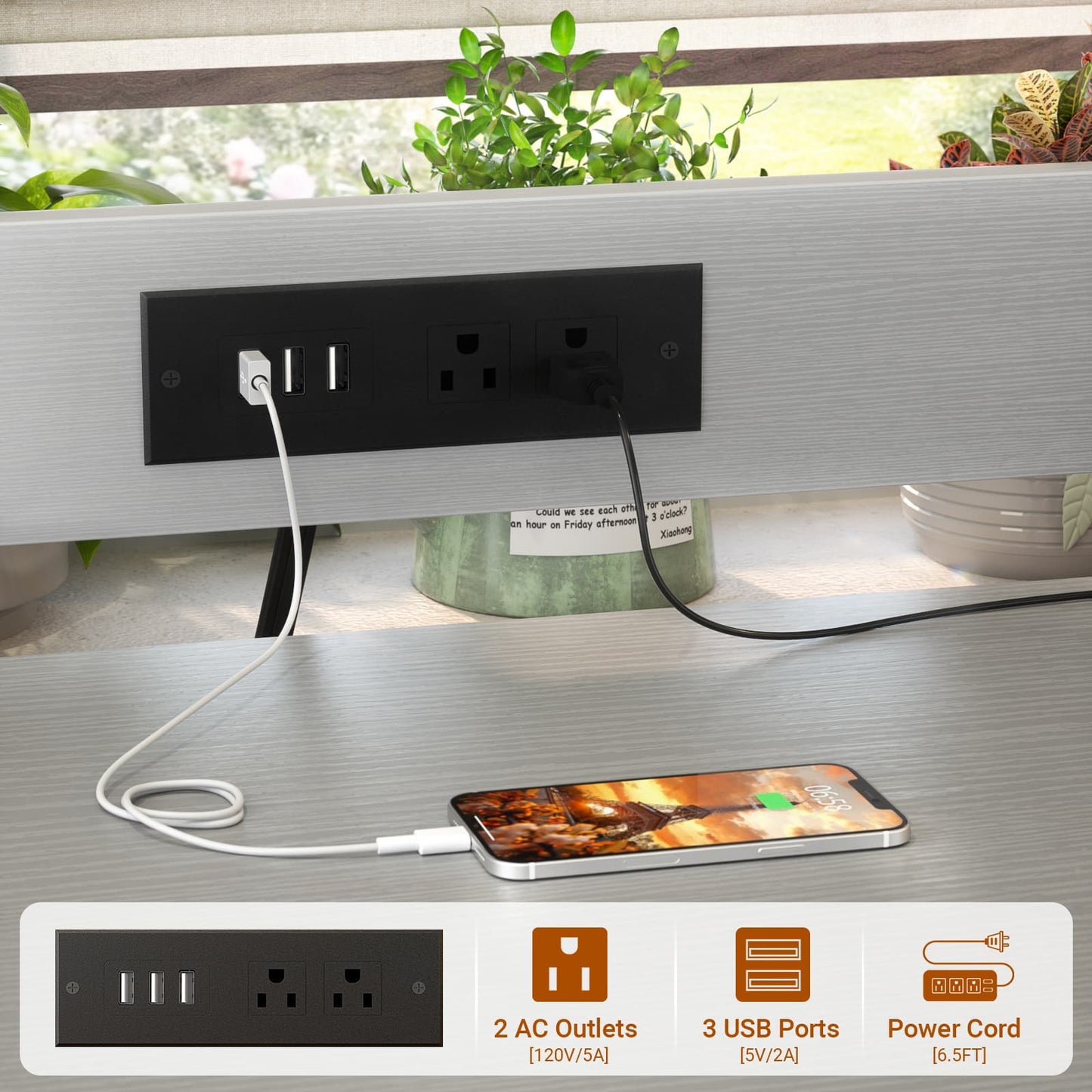3-Tier 3D Printer Stand with Power Outlet, Rolling Printer Stand with Filament Storage