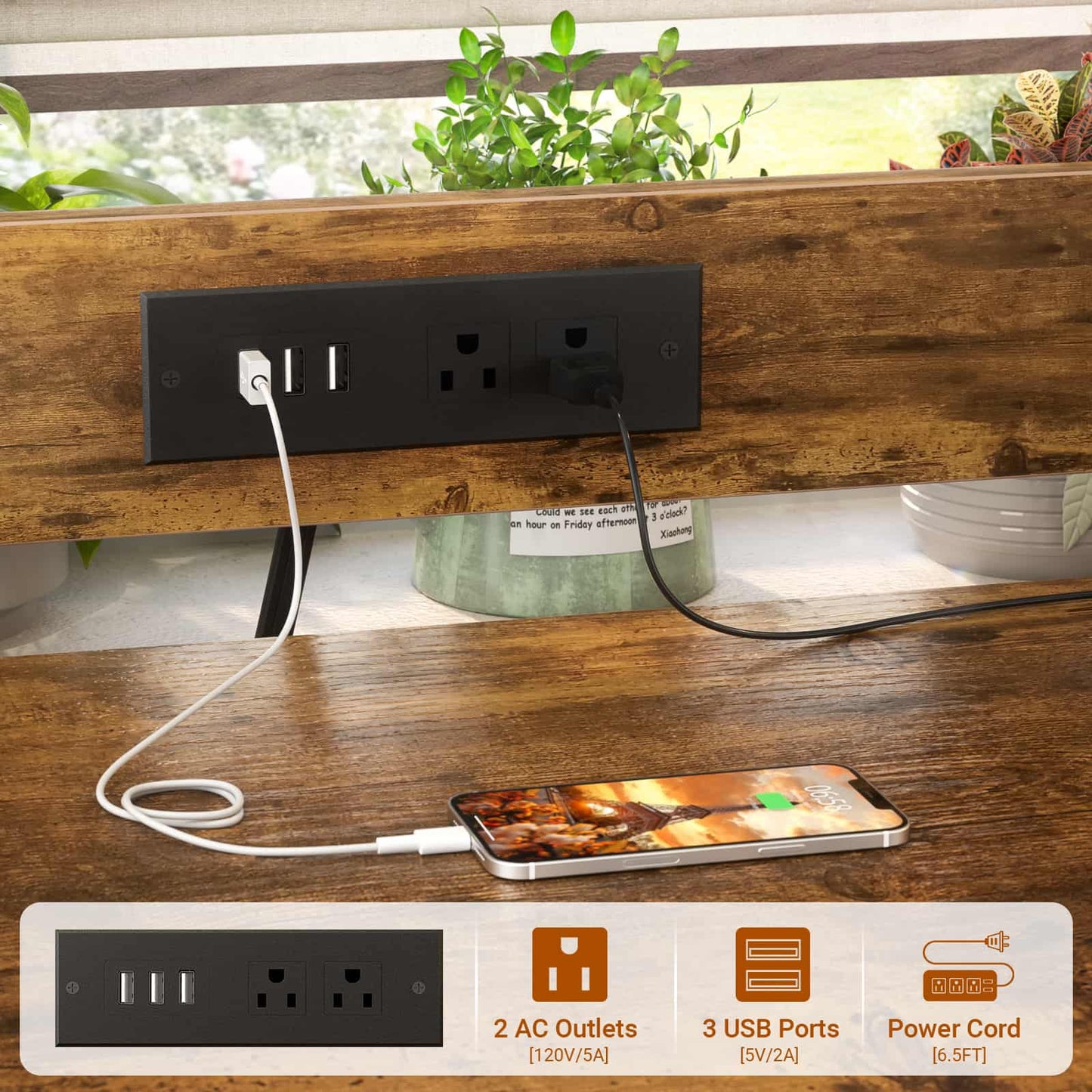 3-Tier 3D Printer Stand with Power Outlet, Rolling Printer Stand with Filament Storage