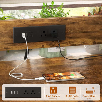 3-Tier 3D Printer Stand with Power Outlet, Rolling Printer Stand with Filament Storage