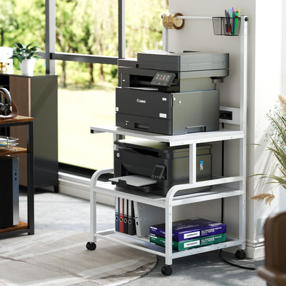 3-Tier 3D Printer Stand with Power Outlet, Rolling Printer Stand with Filament Storage
