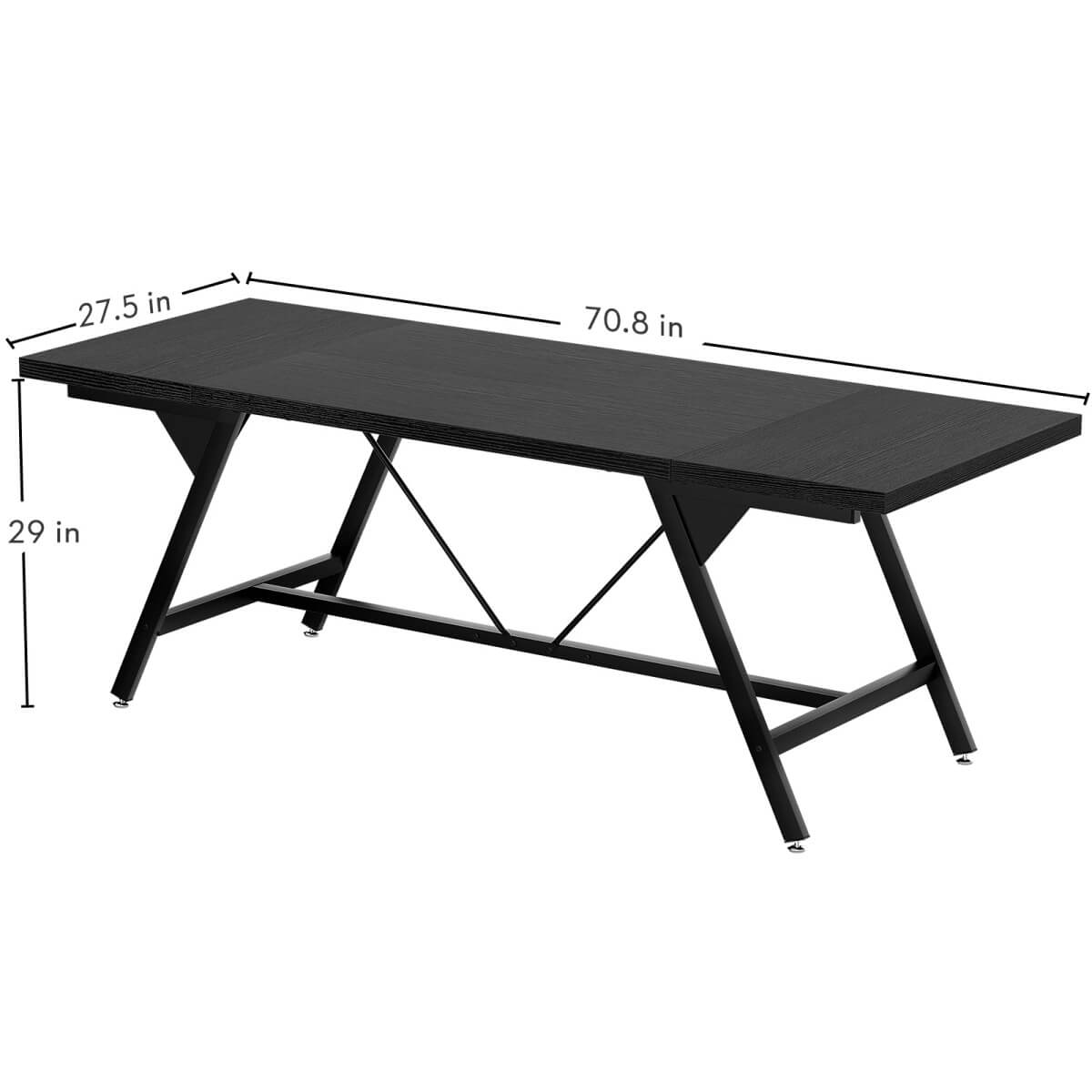 Wooden Farmhouse Dining Table for 4-6 People, 70.8"W x 27.5"D x 29"H